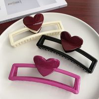 Simple Style Heart Shape Plastic Resin Hollow Out Hair Claws main image 4