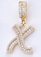 Simple Style Letter Copper Plating Inlay Moissanite Zircon Gold Plated Women's Necklace Pendant sku image 24