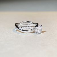 Simple Style Geometric Solid Color Sterling Silver Gra Plating Inlay Moissanite Rings main image 4