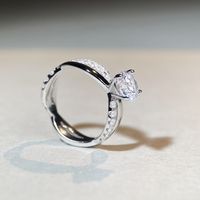 Simple Style Geometric Solid Color Sterling Silver Gra Plating Inlay Moissanite Rings main image 2