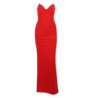 Party Dress Elegant Sexy Strapless Backless Sleeveless Solid Color Maxi Long Dress Banquet main image 2