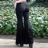 Women's Party Festival Sexy Dark Style Solid Color Full Length Lace Hollow Out Flared Pants main image 3