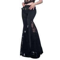 Women's Party Festival Sexy Dark Style Solid Color Full Length Lace Hollow Out Flared Pants sku image 4