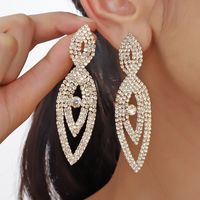 1 Pair Casual Simple Style Shiny Tassel Hollow Out Alloy Crystal Gold Plated Drop Earrings main image 1