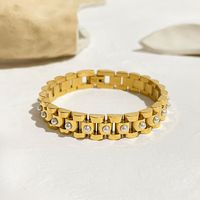 Wholesale Hip-hop Retro Simple Style Geometric Stainless Steel Plating Inlay 18k Gold Plated Artificial Pearls Bracelets main image 1