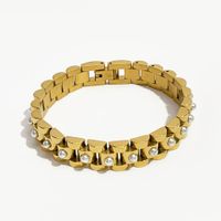 Wholesale Hip-hop Retro Simple Style Geometric Stainless Steel Plating Inlay 18k Gold Plated Artificial Pearls Bracelets main image 5