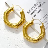 1 Pair Vintage Style Exaggerated Simple Style Round Oval Plating Metal Stainless Steel 18k Gold Plated Hoop Earrings sku image 3
