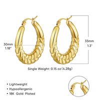 1 Pair Vintage Style Exaggerated Simple Style Round Oval Plating Metal Stainless Steel 18k Gold Plated Hoop Earrings main image 9