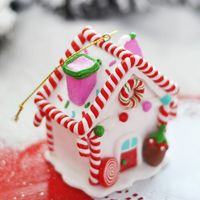 Christmas Cute Christmas House Polymer Clay Holiday Home Party Ornaments sku image 3
