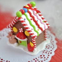 Christmas Cute Christmas House Polymer Clay Holiday Home Party Ornaments sku image 1