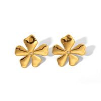 1 Pair Modern Style Artistic Flower Butterfly Plating Titanium Steel Earrings sku image 9
