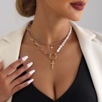 Casual Cross Star Alloy Patchwork Women's Double Layer Necklaces main image 5