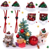 Christmas Streetwear Pu Leather Christmas Plaid Pet Hat main image 5