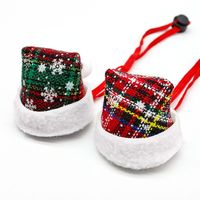 Christmas Streetwear Pu Leather Christmas Plaid Pet Hat main image 2