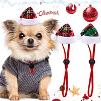 Christmas Streetwear Pu Leather Christmas Plaid Pet Hat main image 1