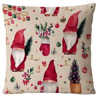 Glam Santa Claus Snowman Linen Pillow Cases sku image 5