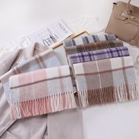 Women's Vintage Style Sweet Simple Style Stripe Plaid Artificial Wool Scarf main image 5