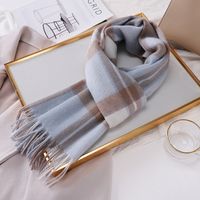 Women's Vintage Style Sweet Simple Style Stripe Plaid Artificial Wool Scarf main image 1