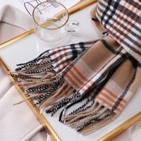 Women's Vintage Style Sweet Simple Style Stripe Plaid Artificial Wool Scarf main image 2