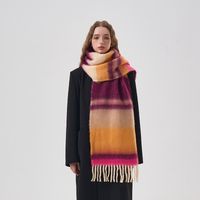 Women's Preppy Style Color Block Acrylic Printing Scarf main image 4