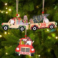 Christmas Cute Letter Car Wood Daily Festival Hanging Ornaments main image 1