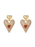 1 Pair Romantic Sweet Simple Style Heart Shape Plating Inlay Alloy Zircon 18k Gold Plated Drop Earrings main image 1