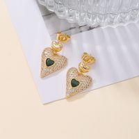1 Pair Romantic Sweet Simple Style Heart Shape Plating Inlay Alloy Zircon 18k Gold Plated Drop Earrings main image 5