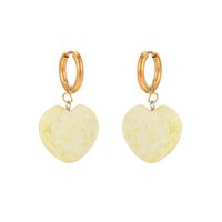 1 Pair Simple Style Heart Shape Plating Stainless Steel Natural Stone Copper 18K Gold Plated Drop Earrings main image 4