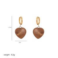 1 Pair Casual Elegant Classical Heart Shape Plating Inlay 304 Stainless Steel Natural Stone Copper Natural Stone Drop Earrings sku image 1
