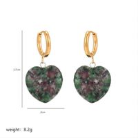 1 Pair Casual Elegant Classical Heart Shape Plating Inlay 304 Stainless Steel Natural Stone Copper Natural Stone Drop Earrings sku image 3
