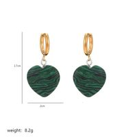 1 Pair Casual Elegant Classical Heart Shape Plating Inlay 304 Stainless Steel Natural Stone Copper Natural Stone Drop Earrings sku image 6
