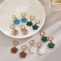 1 Pair Commute Star Enamel Plating Stainless Steel Natural Stone 18K Gold Plated Earrings main image 1