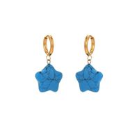 1 Pair Commute Star Enamel Plating Stainless Steel Natural Stone 18K Gold Plated Earrings main image 4