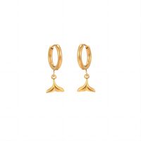 1 Pair Simple Style Fish Tail Polishing Plating Stainless Steel 18K Gold Plated Drop Earrings main image 3