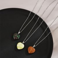 Elegant Heart Shape Stainless Steel Natural Stone 18K Gold Plated Natural Stone Pendant Necklace In Bulk main image 9