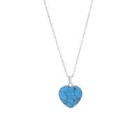 Elegant Heart Shape Stainless Steel Natural Stone 18K Gold Plated Natural Stone Pendant Necklace In Bulk main image 7