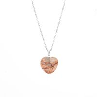 Elegant Heart Shape Stainless Steel Natural Stone 18K Gold Plated Natural Stone Pendant Necklace In Bulk main image 3