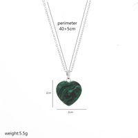 Elegant Heart Shape Stainless Steel Natural Stone 18K Gold Plated Natural Stone Pendant Necklace In Bulk sku image 6