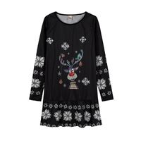 Women's Regular Dress British Style Round Neck Printing Long Sleeve Elk Above Knee Festival main image 3