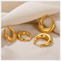 1 Pair Vintage Style Solid Color Irregular Plating Stainless Steel 18k Gold Plated Ear Studs main image 4
