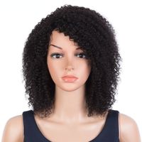 Women's African Style Street Real Hair Side Fringe Curls Wigs sku image 1
