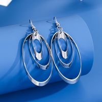 1 Pair Casual Simple Style Oval Plating Alloy Silver Plated Ear Hook main image 5