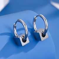 1 Pair Hip-hop Solid Color Plating Stainless Steel Silver Plated Earrings sku image 1
