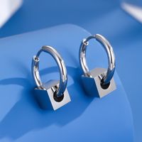 1 Pair Hip-hop Solid Color Plating Stainless Steel Silver Plated Earrings main image 1
