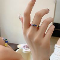 Simple Style Classic Style Color Block Gold Plated Glass Wholesale Rings main image 1