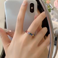 Simple Style Classic Style Color Block Gold Plated Glass Wholesale Rings main image 4
