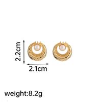 1 Pair Lady Geometric Plating Inlay Copper Natural Stone Freshwater Pearl 18k Gold Plated Ear Studs sku image 1