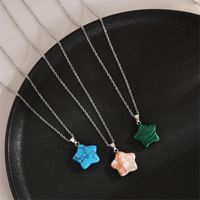 Simple Style Pentagram Stainless Steel Natural Stone 18K Gold Plated Pendant Necklace In Bulk main image 9