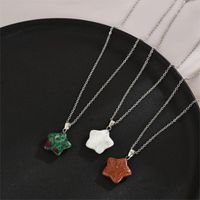 Simple Style Pentagram Stainless Steel Natural Stone 18K Gold Plated Pendant Necklace In Bulk main image 8