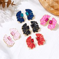 Wholesale Jewelry Ig Style Romantic Flower Alloy Rhinestones Enamel Lacquer Painting Inlay Ear Studs main image 1